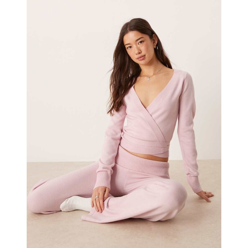 Hollister Gilly Hicks cosy knit multi-way wrap sweater co-ord in pink 111338245