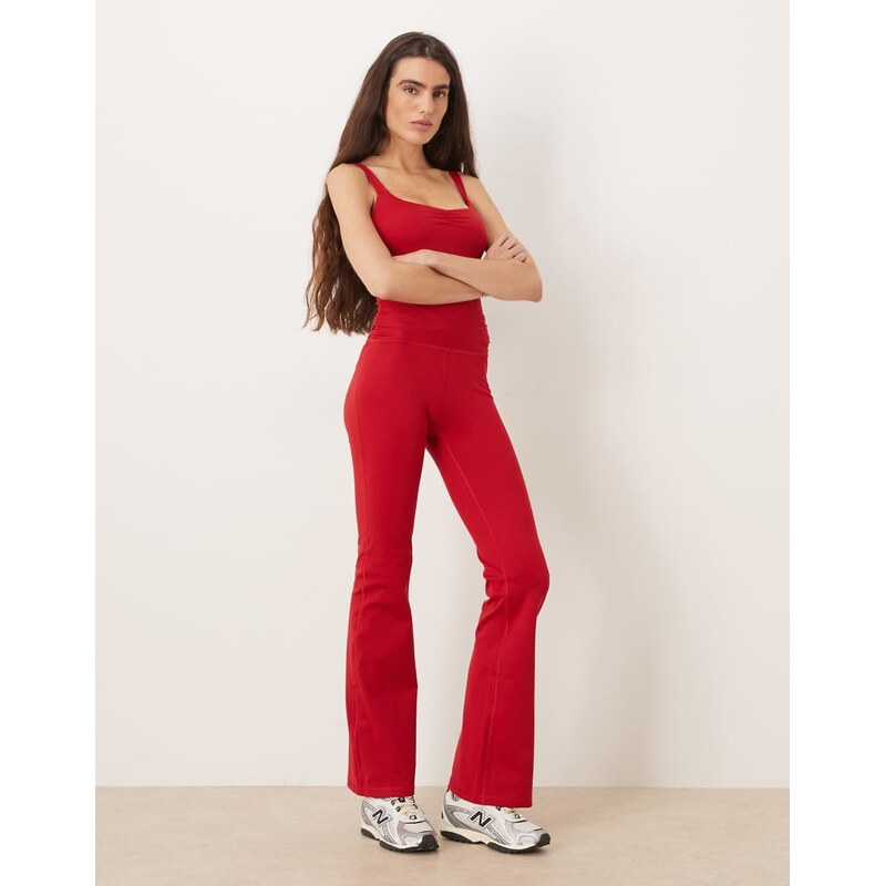 Hollister Gilly Hicks v waist flare trousers co-ord in red