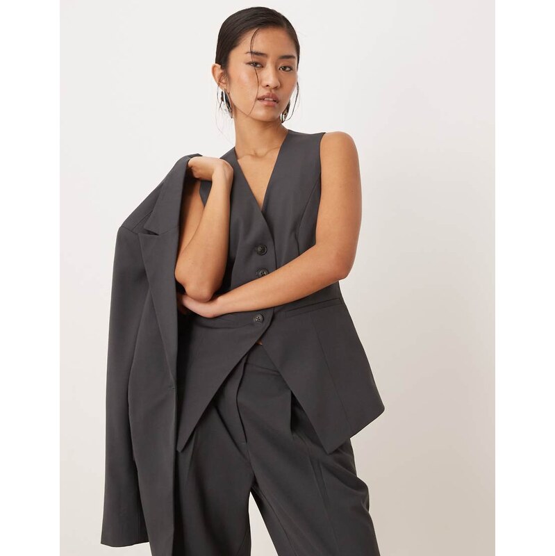 AWARE mix & match tailored waistcoat in dark grey melange 111338281