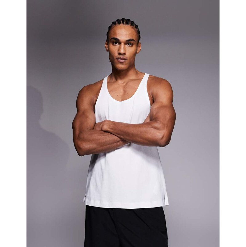 4505 Icon cotton stringer vest with quick dry finish in white 115516222