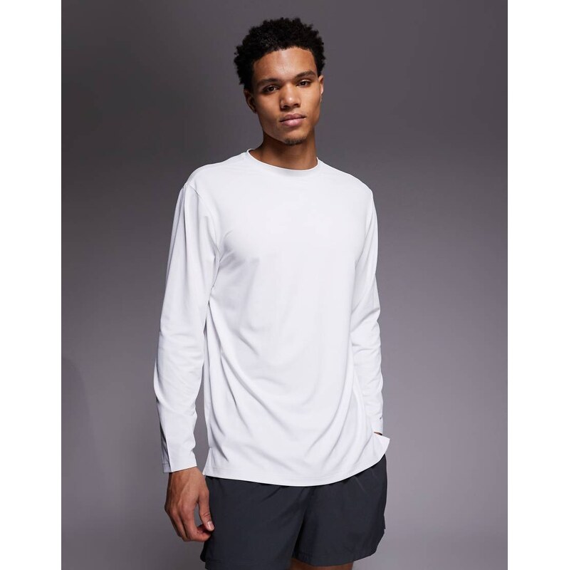 4505 Icon quick dry mesh long sleeve training t-shirt in white