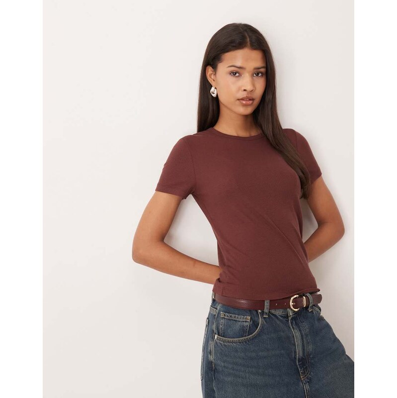 AWARE ribbed t-shirt in port-Red 111339564