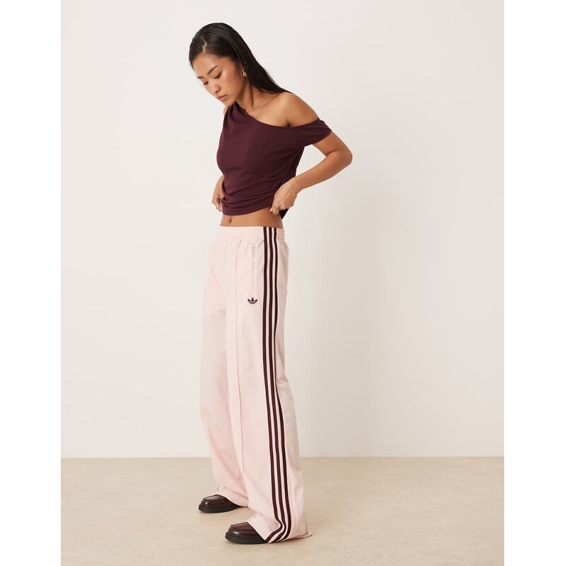 adidas Originals Firebird loose track pants in pink and maroon 115723375