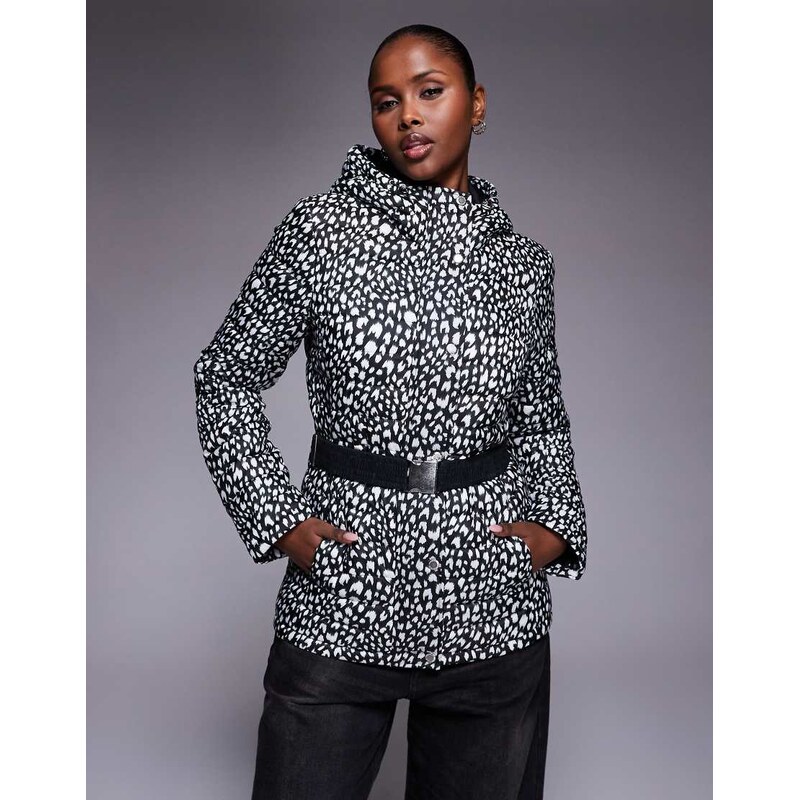 Barbour International printed jada puffer jacket in white snow leopard 112543992