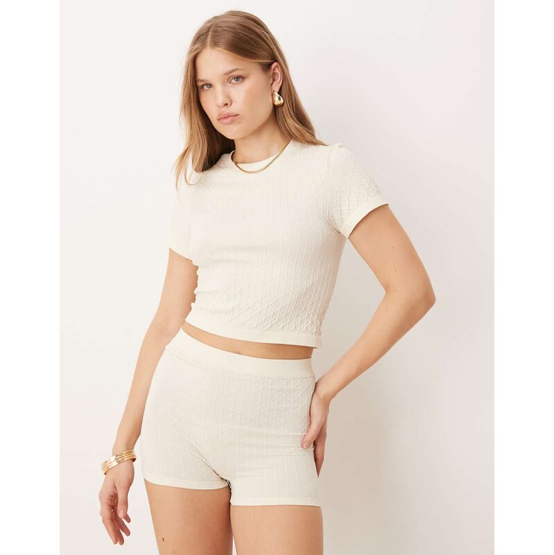 Calvin Klein seamless crop top in ivory-White
