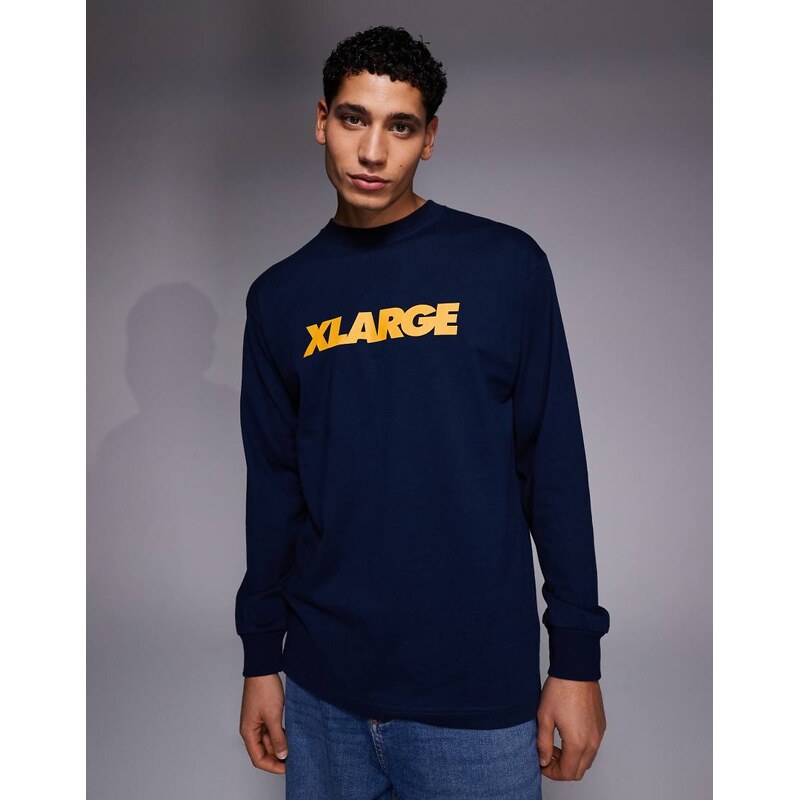 XLARGE long sleeve logo t-shirt in navy