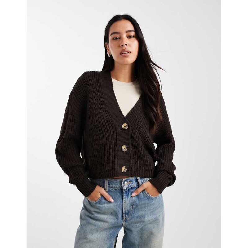 ONLY knitted cardigan in chocolate brown