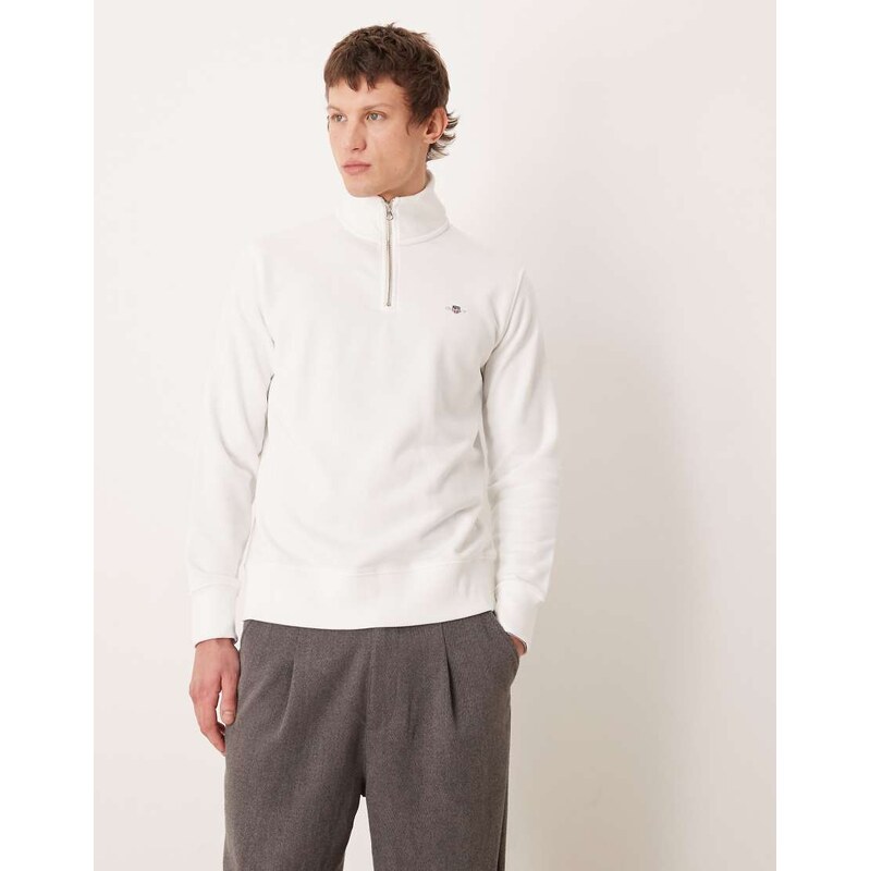 Gant 3/4 zip up sweat in white 111339583