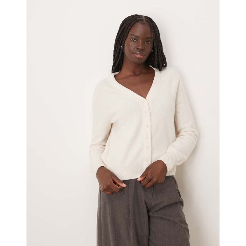 Mango v neck cardigan in cream-White 111339603
