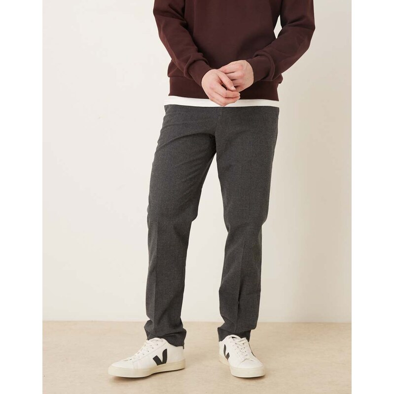 Mango Brest cotton rich straight tailored trouser in charcoal