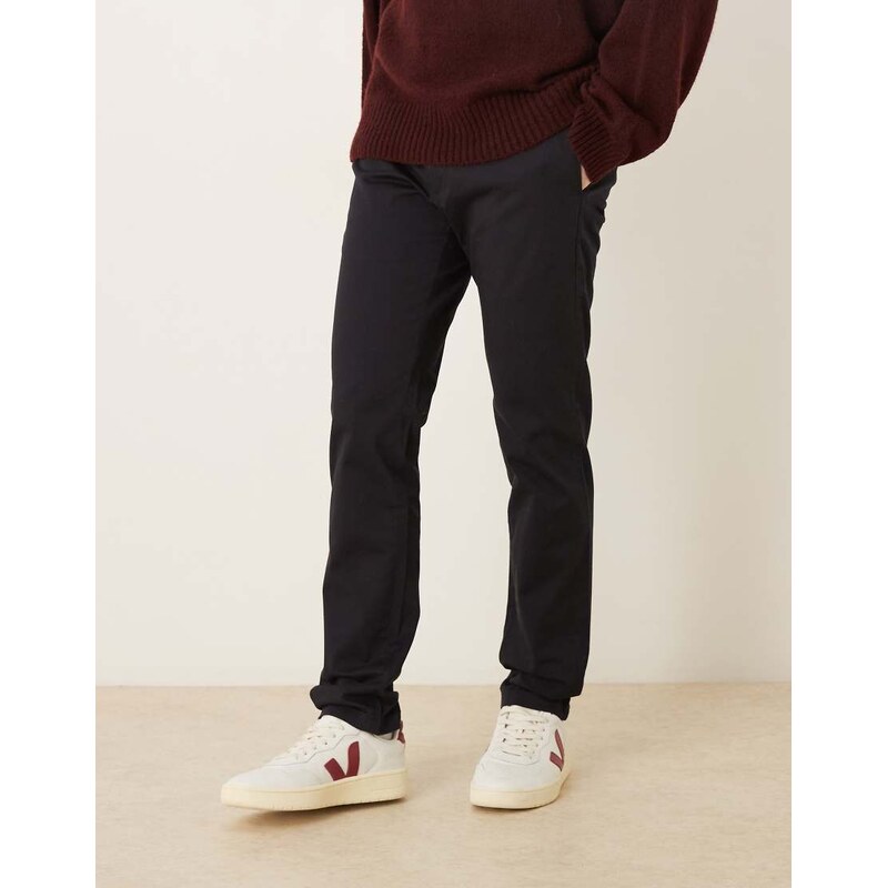 Mango Barna cotton rich straight tailored trouser in navy
