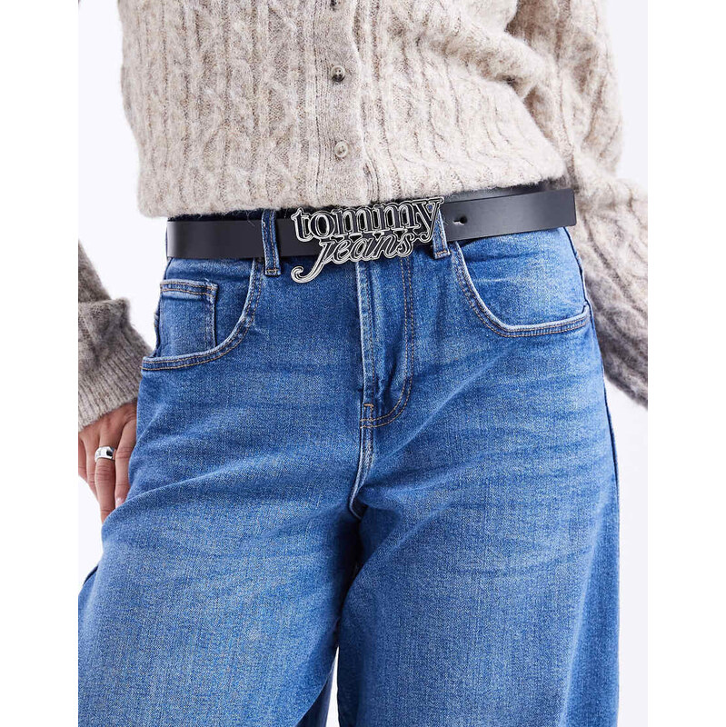 Tommy Jeans script logo belt in black 111339635