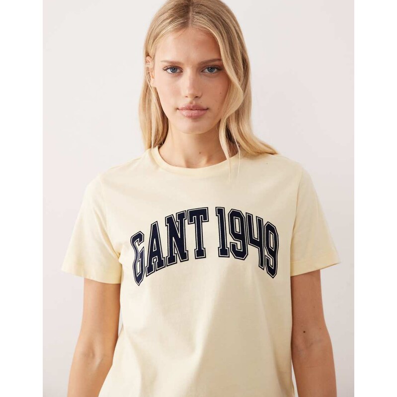 GANT graphic collegiate t-shirt in vanilla-Yellow 111339714