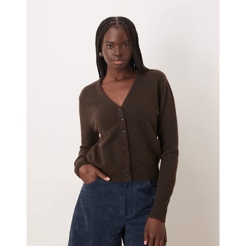 Mango v neck cardigan in brown 112168721