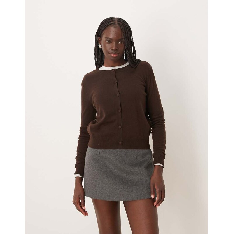 Mango lightweight cardigan in chocolate-Brown 111346288