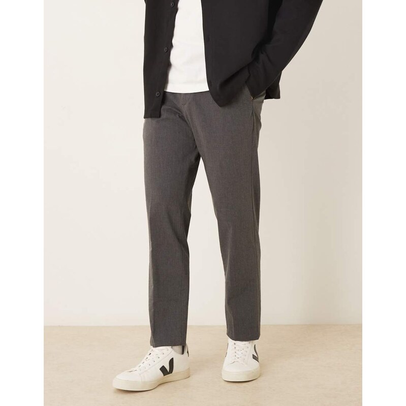 Mango Bologna straight tailored trouser in charcoal-Grey