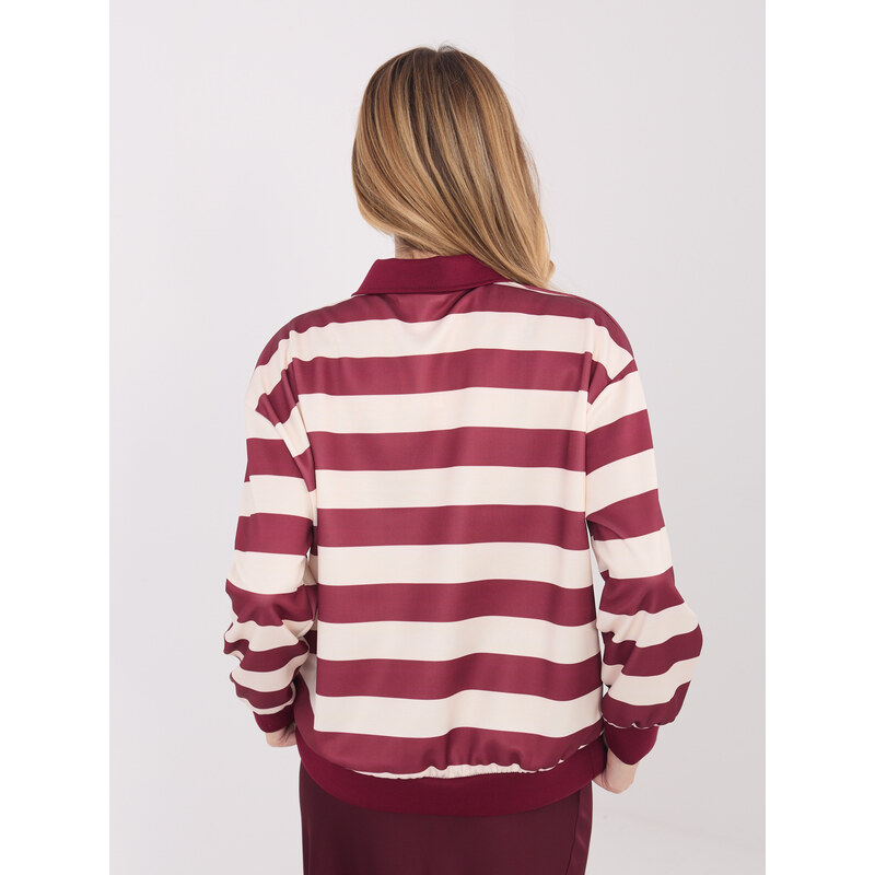 Italy Moda Proužkovaná halenka v burgundy barvě