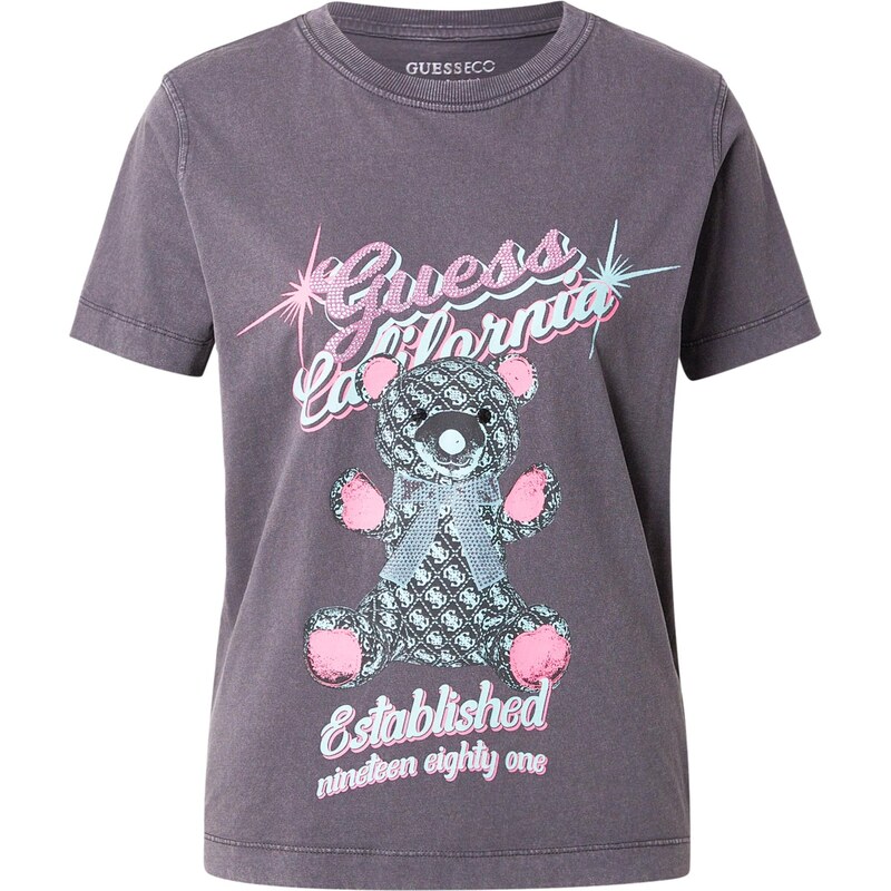 GUESS Tričko BEAR nebeská modř / světle zelená / pink / černá