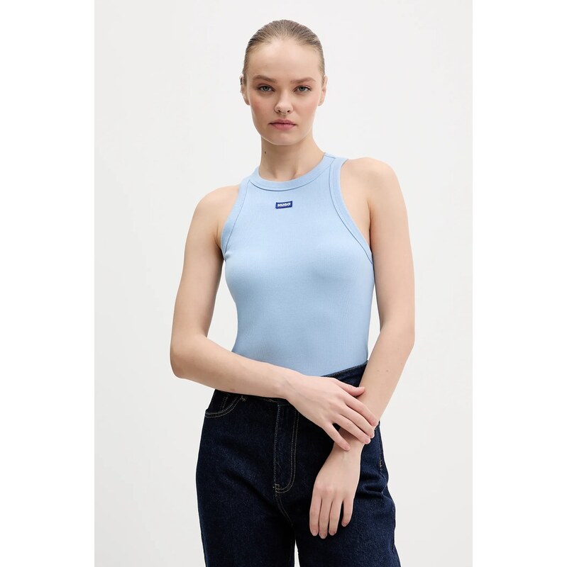 HUGO Blue top dámský bavlněný s elastanem Easy Tank_B