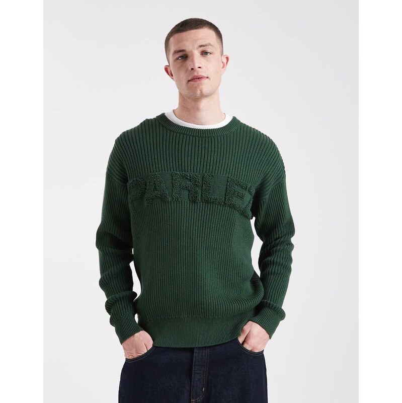 Parlez logo knit jumper in dark green