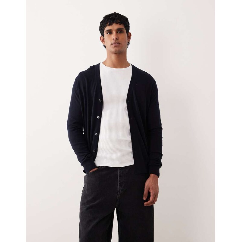 Mango lightweight knitted cardigan in navy