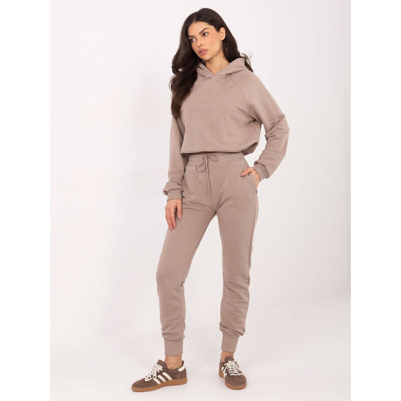 BASIC Hnědá dámská tepláková souprava -brown Béžová 115137337