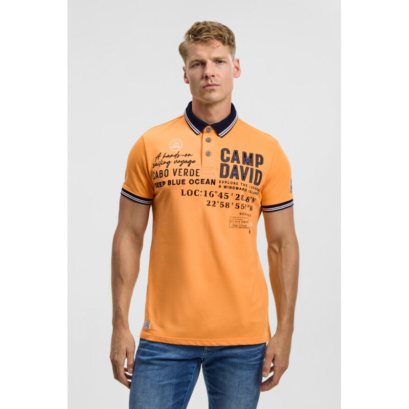 CAMP DAVID Polo tričko pike s aplikacemi značky