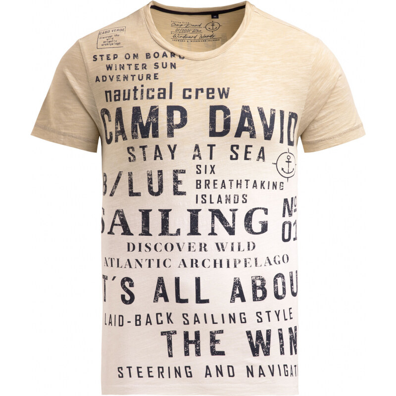 CAMP DAVID Dip Dye tričko s tištěnými napisy