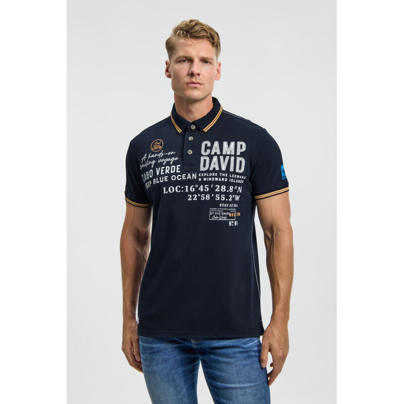 CAMP DAVID Polo tričko pike s aplikacemi značky