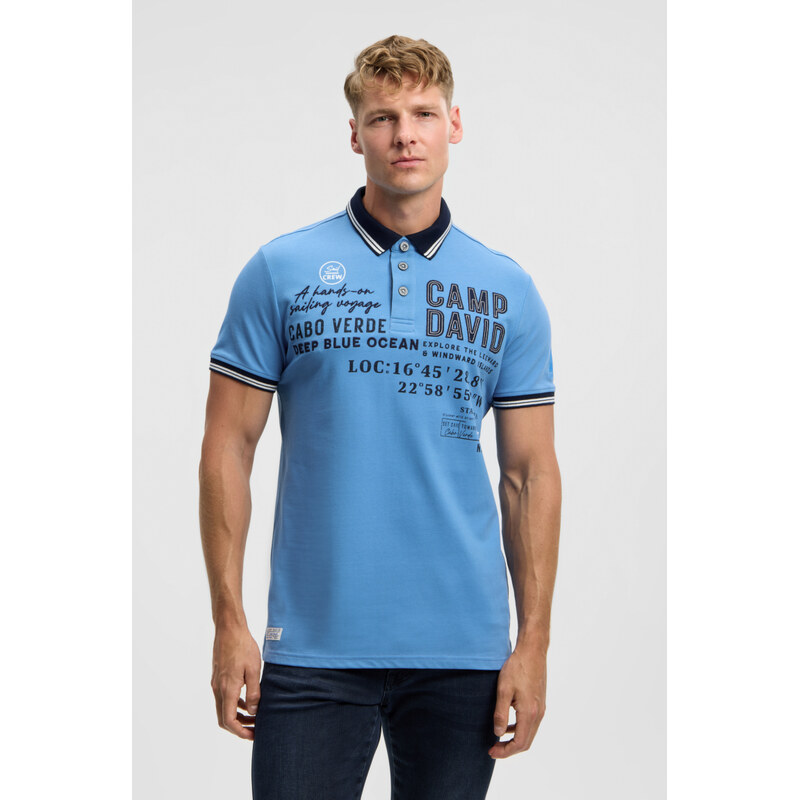 CAMP DAVID Polo tričko pike s aplikacemi značky