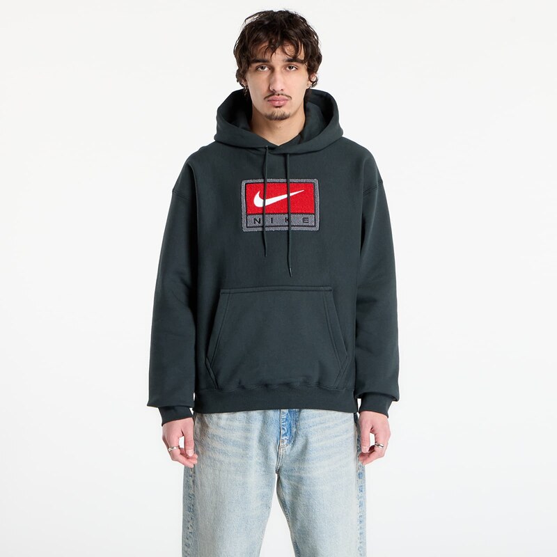 Mikina Nike Solo Swoosh Mens Fleece Pullover Hoodie Black Spruce