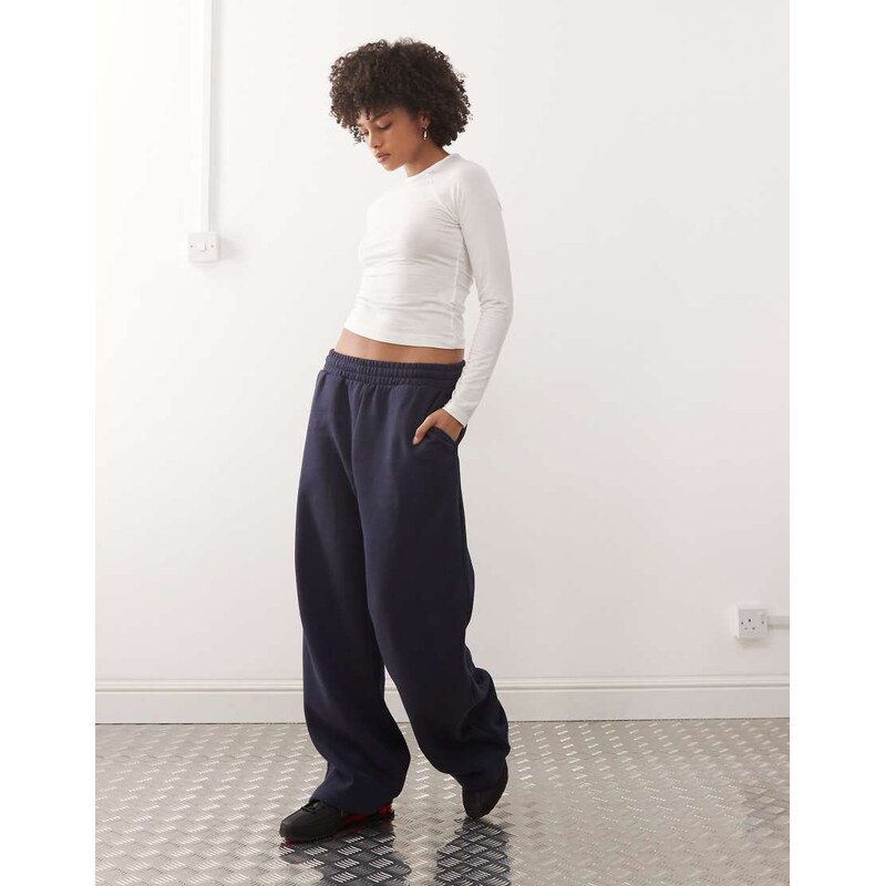 Weekday heavyweight jersey wide leg joggers in navy