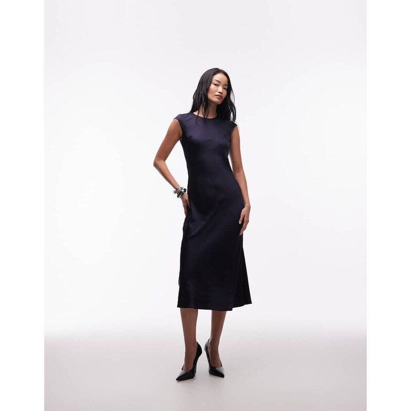 & Other Stories bias cut satin maxi dress with cap sleeve in