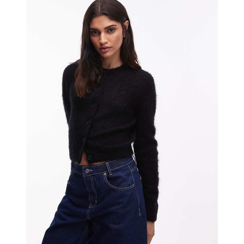 & Other Stories mohair and wool mix cardigan in black 115520015