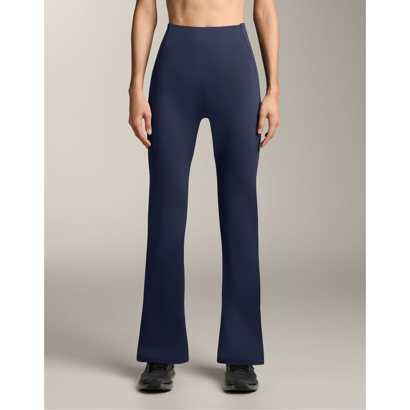 OYSHO High-rise rib comfortlux flare trousers in navy 112069210