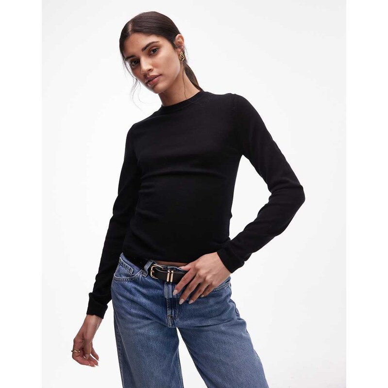 & Other Stories slim fit pure merino wool jumper in black