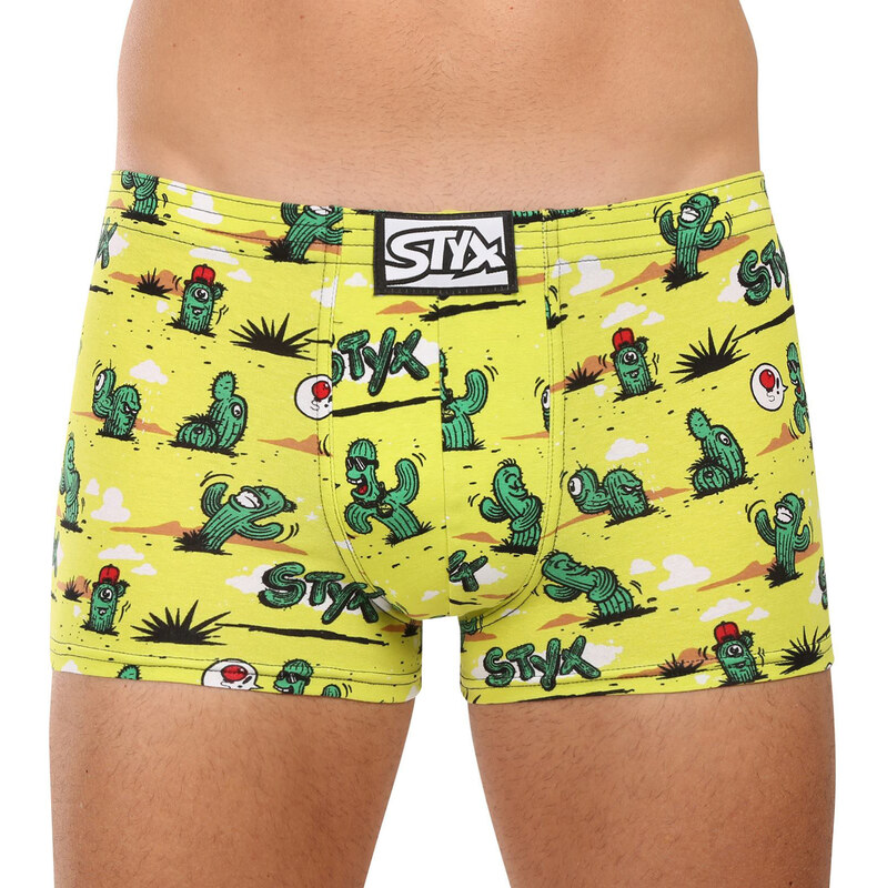 Pánské boxerky Styx art klasická guma kaktusy (Q1351)