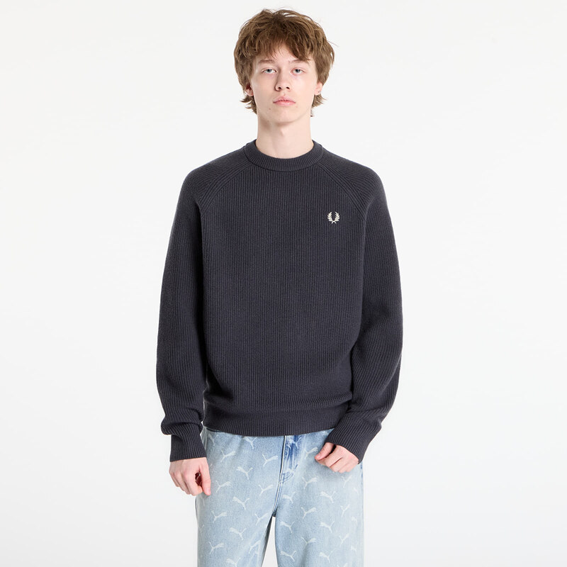 Svetr FRED PERRY Lambswool Raglan Jumper Anchor Grey XL