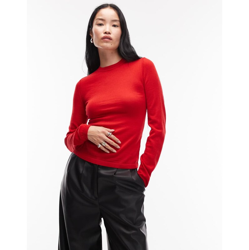 & Other Stories slim fit pure merino wool jumper in red 115518154