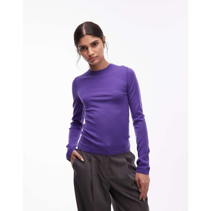 & Other Stories slim fit pure merino wool jumper in purple