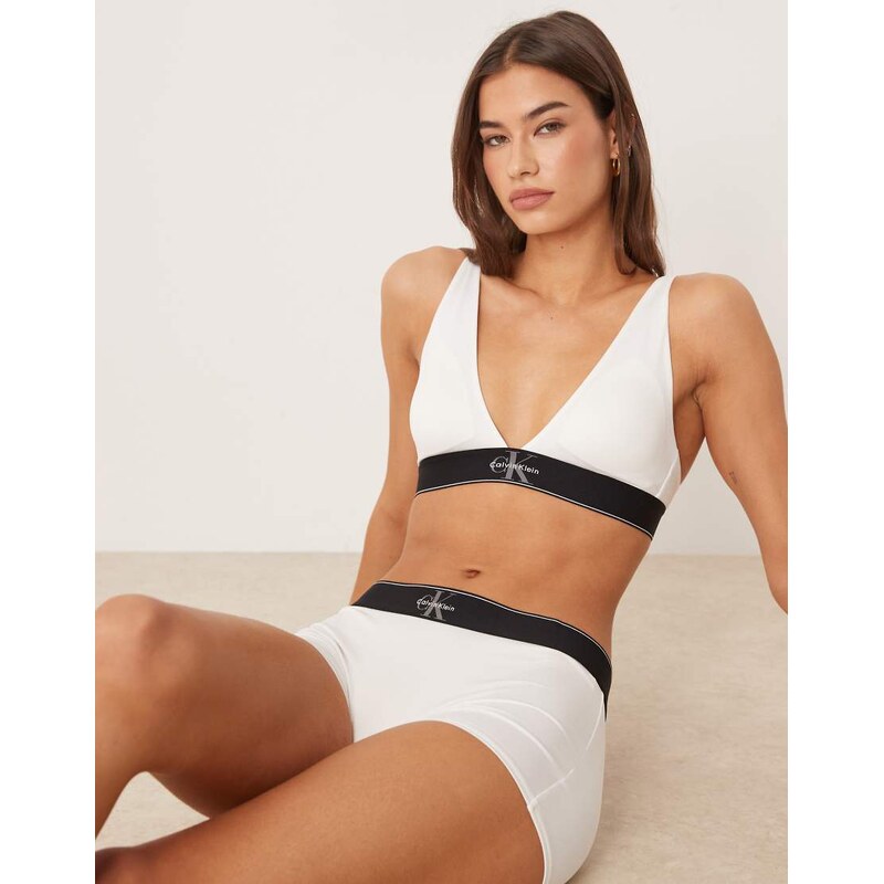 Calvin Klein Graphic Logo lightly lined triangle bra in white 112072457