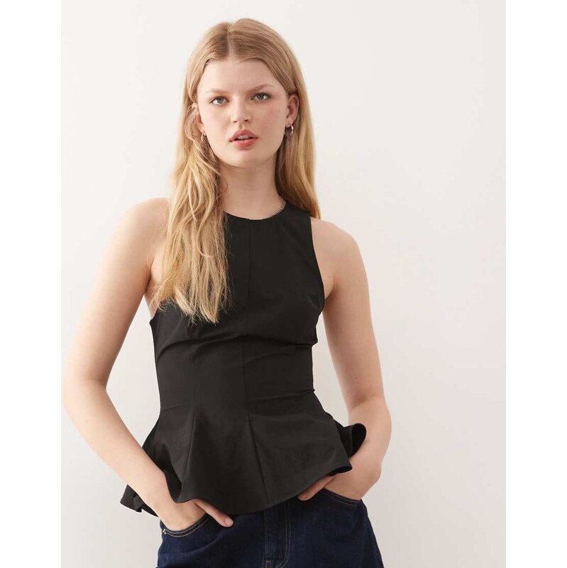 Monki peplum top in black 112143215