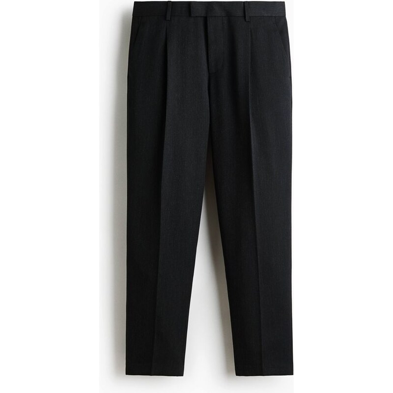 H&M - Společenské kalhoty Regular Fit - Černý Melír