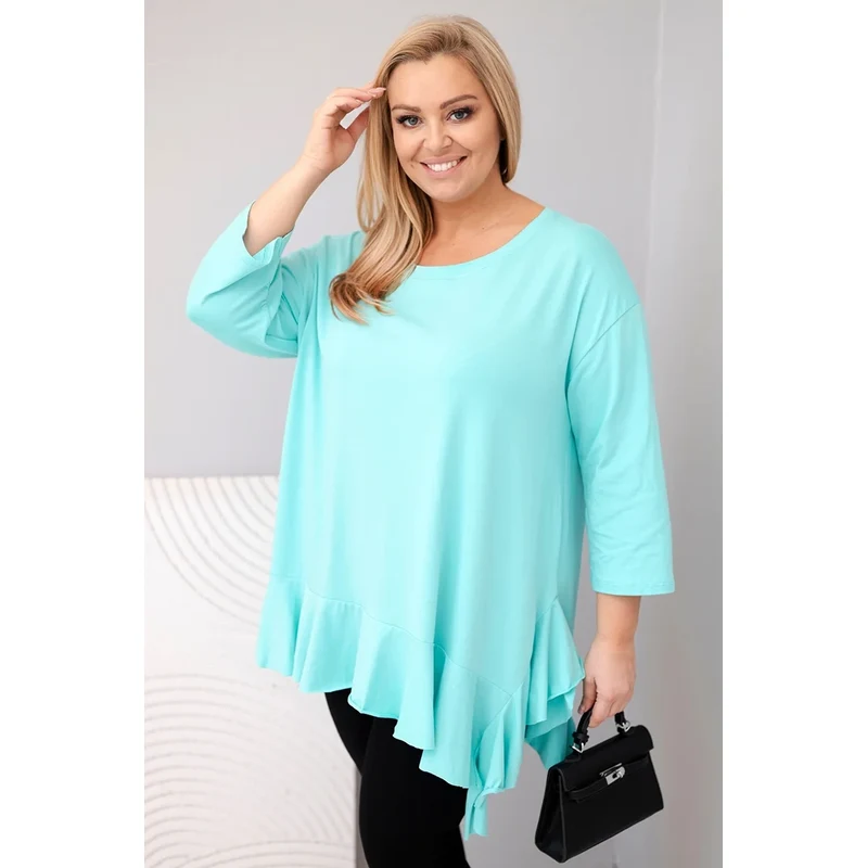 Kesi Włoski Dámská blůza Plus Size s bavlnou a volánem a