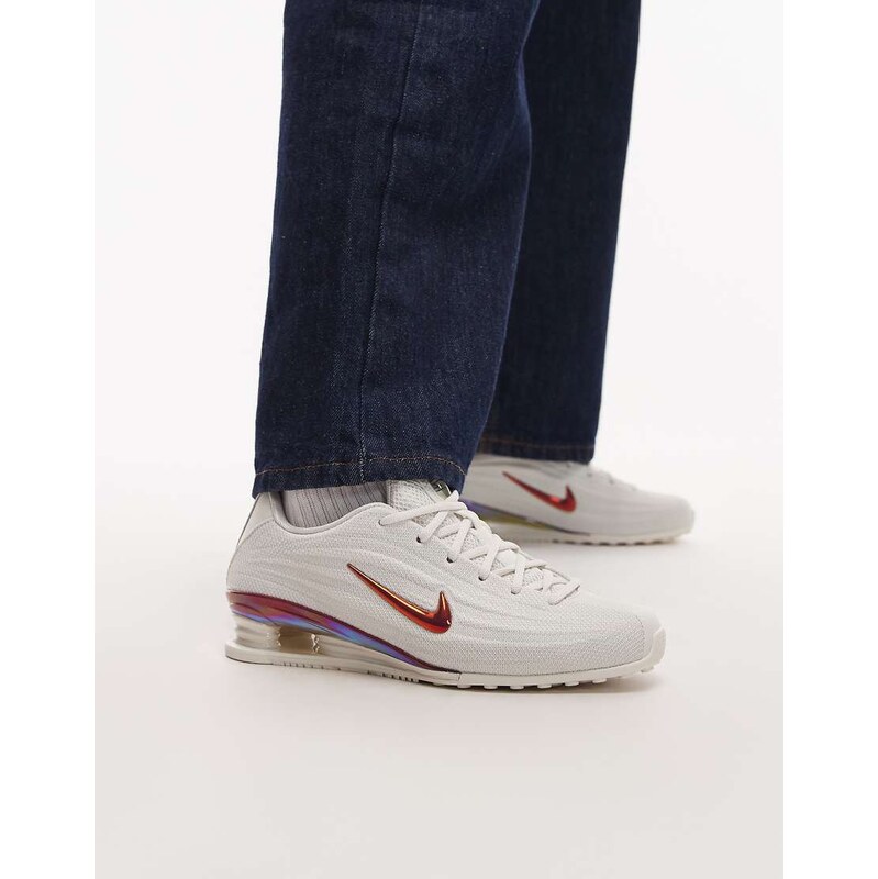 Nike Shox Z trainers in off white and metallic