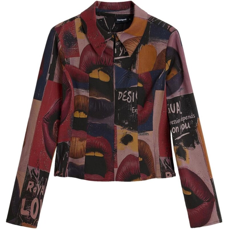 Desigual Tričko tmavě béžová / brokátová / merlot / černá