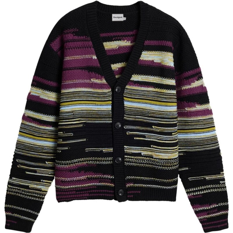 Desigual Kardigan světlemodrá / šafrán / ostružinová / černá