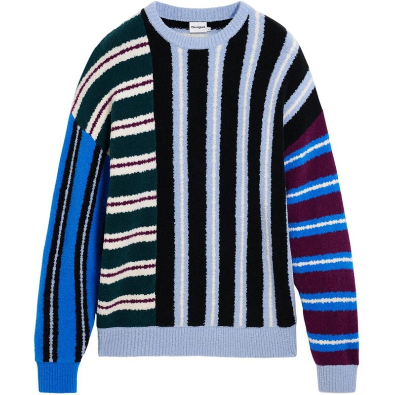 Desigual Svetr kobaltová modř / světlemodrá / vínově červená / černá