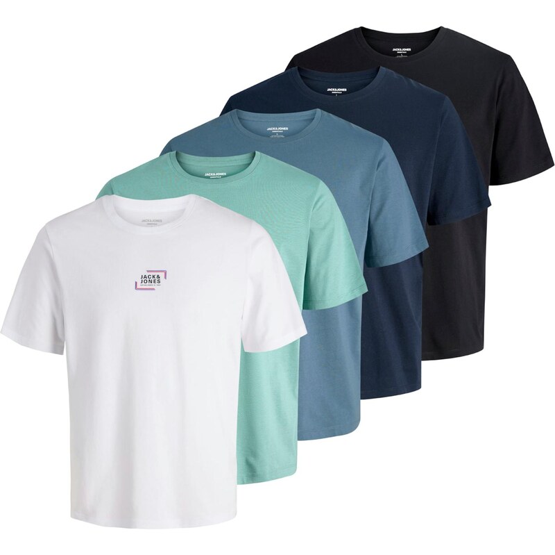 JACK & JONES Tričko JJCORP safírová / mátová / černá / bílá