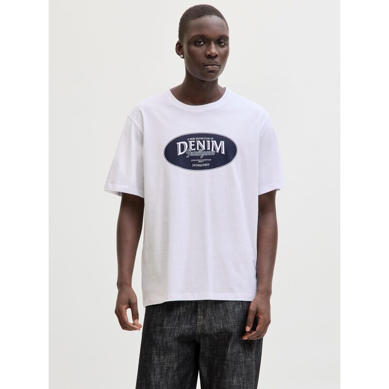 JACK & JONES Tričko JJEDover marine modrá / bílá